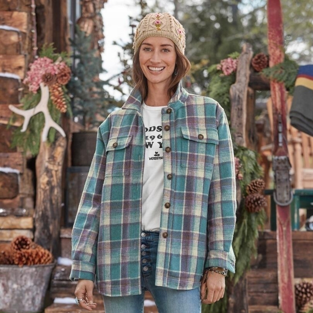 Sundance Plaid Flannel Wool Jacket - Size PL